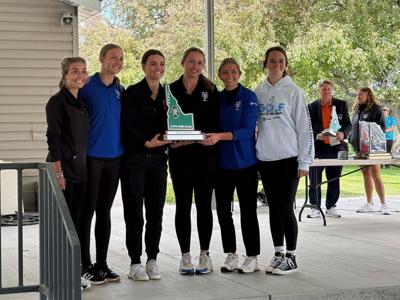 Bear Lake girls golf team with their third place state trophy